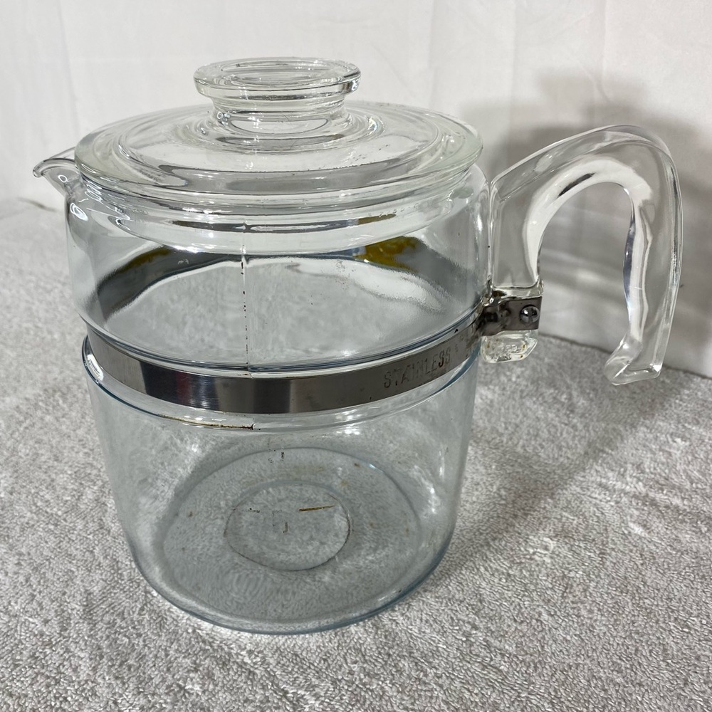 Vintage Pyrex Flameware Glass Coffee Percolator Stovetop Coffee Pot